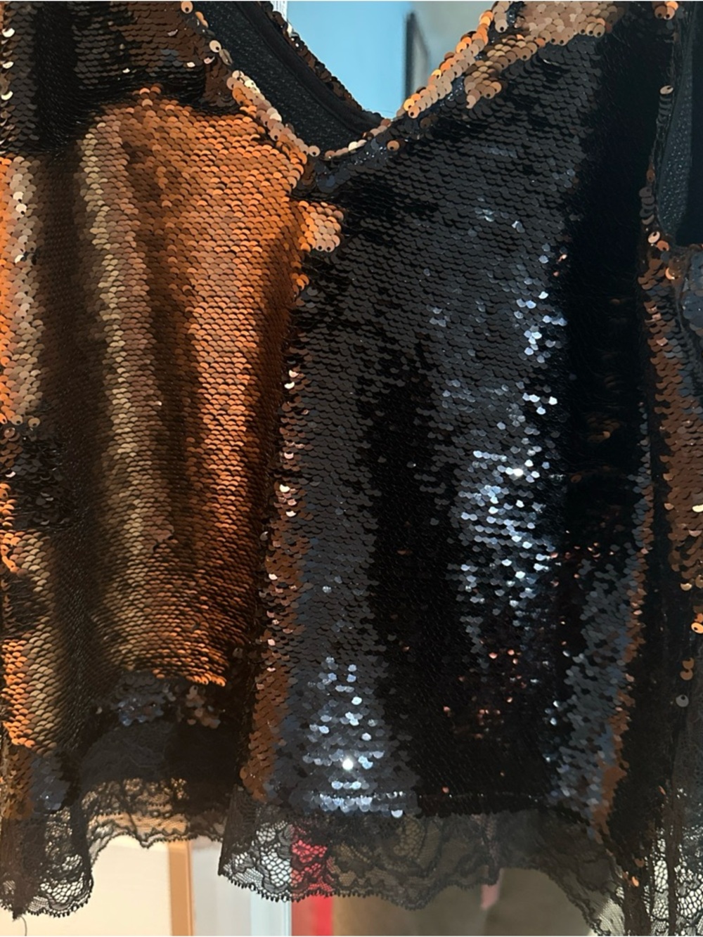 Intimately Free People Black/Bronze Sequin & Lace Women’s  Camisole - Picture 7 of 7